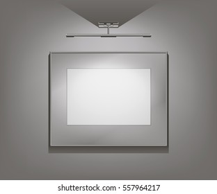 An empty aluminum frame on the wall, editable template, vector illustration