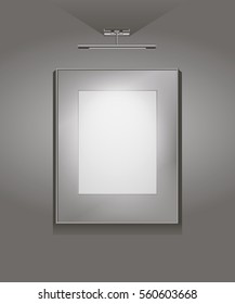 An empty aluminum frame on the wall, editable template, vector illustration