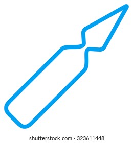 Empty Ampoule vector icon. Style is flat symbol, blue color, rounded angles, white background.