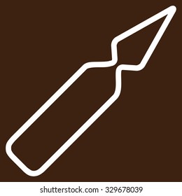 Empty Ampoule vector icon. Style is flat symbol, white color, rounded angles, brown background.