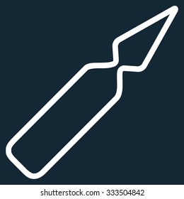Empty Ampoule vector icon. Style is flat symbol, white color, rounded angles, dark blue background.