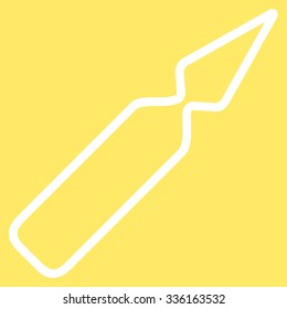 Empty Ampoule vector icon. Style is flat symbol, white color, rounded angles, yellow background.