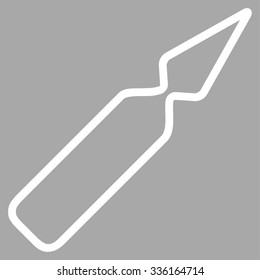 Empty Ampoule vector icon. Style is flat symbol, white color, rounded angles, silver background.