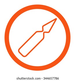 Empty Ampoule vector icon. Style is flat rounded symbol, orange color, rounded angles, white background.