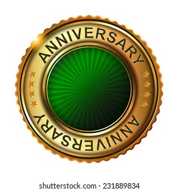 Empty anniversary golden label. 
Vector illustration.