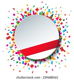 Empty Anniversary Happy Birthday background or card with colorful confetti.