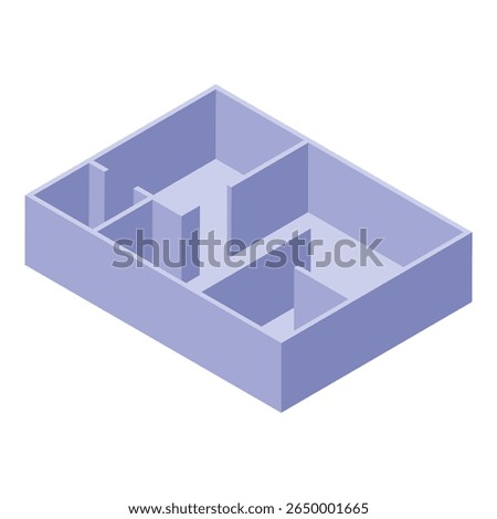 Empty apartment floor plan showing rooms and walls, isometric view