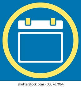 Empty Appointment Date vector icon. Style is bicolor flat rounded symbol, yellow and white colors, rounded angles, blue background.