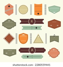 Empty assorted shapes modern labels, banners, stickers, and dividers flat design elements set on creamy background
