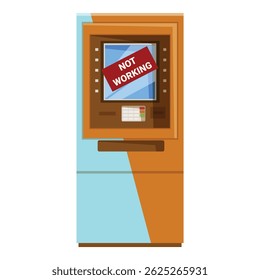Atm vazio com um sinal de não funcionamento, conceito de falha técnica