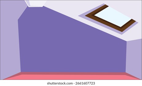 Empty Attic Bedroom Interior Design Vector