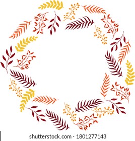 empty autumn frame. frame template with autumn leaves. round frame in autumn style