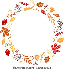 marco de otoño vacío. plantilla de marco con hojas de otoño. marco redondo en estilo otoño