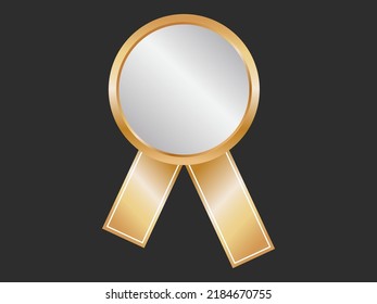 Empty Award Badge Element On Black Background.