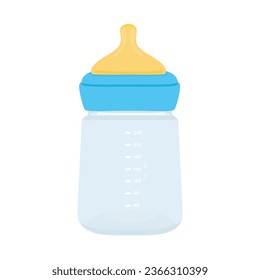 Botella de leche de bebé vacía aislada con fondo blanco. Ilustración del vector