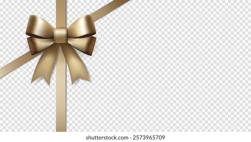 Empty background with gold bow and ribbons. Elegant template for gift voucher, card, coupon, certificate. 