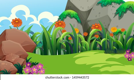 Empty background nature scenery illustration Stock Vector