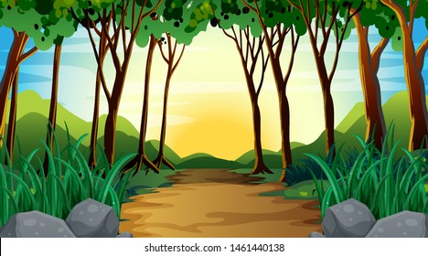 Leere Naturlandschaft auf unscharfem Hintergrund - Illustration