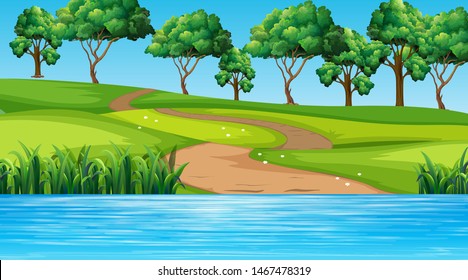 Leere Naturlandschaft auf unscharfem Hintergrund - Illustration