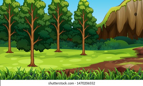 Leere Naturlandschaft auf unscharfem Hintergrund - Illustration