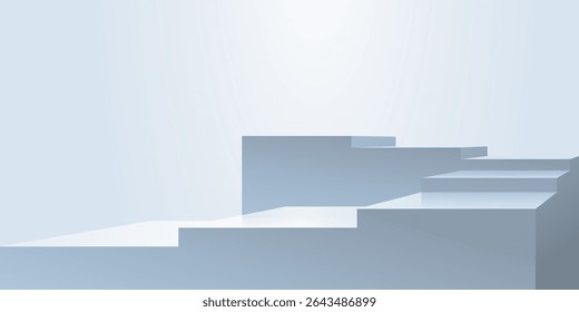Fundo vazio com um pódio 3D suave na forma de vários passos.