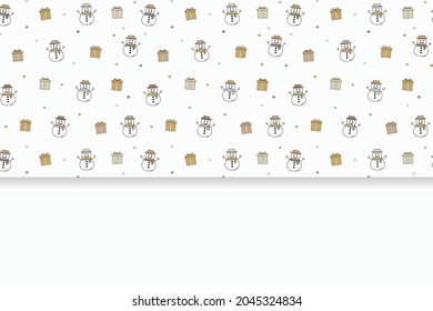 Leerer Hintergrund mit Schneemännern und Geschenken. Weihnachtskonzept. Vektorgrafik
