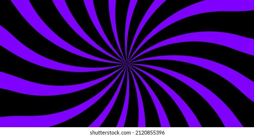 Empty background with a swirling funnel of black  and purple stripes. Patern with purple color.  Pop art. Place for text. Simple