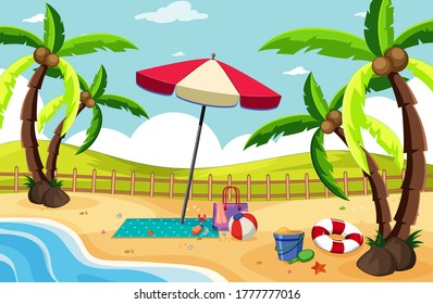 Empty background tropical beach scenery illustration