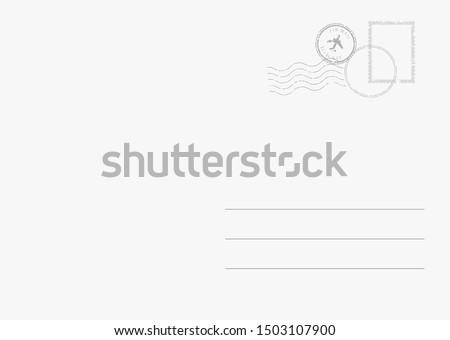 Empty backside of a travel postal card. Postcard design template