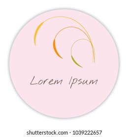 Empty badge with 3 elegant leaf. Template vector illustration for logo sign icon company business design. Herbal botanical copyspace organic planet earth day ecology brim vegan vegetarian  bread 