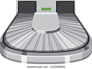 Empty Baggage Carousel In Cartoon Style Illustration