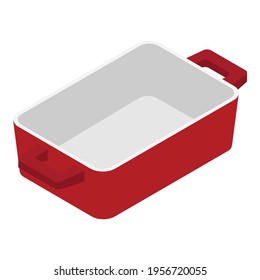 Empty baking tray isolated on white background. Isometric view. Vector