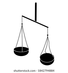Empty balance scale. Black and white silhouette.
