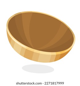 Empty bamboo salad bowl. Isolated image on white background. Vector illustration.