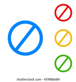 Empty Ban Sign. Colorful set of icon - blue, red, yellow, green.