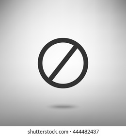 Empty Ban Sign. Dark gray icon with shadow on floor.