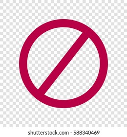 Empty Ban Sign. Vector. Bordo icon on transparent background.