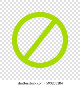 Empty Ban Sign. Vector. Chartreuse icon on transparent background.