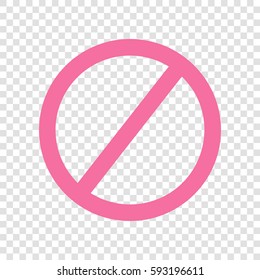 Empty Ban Sign. Vector. Cyclamen icon on transparent background.