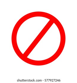 Empty Ban Sign. Vector. Red icon on white background. Isolated.