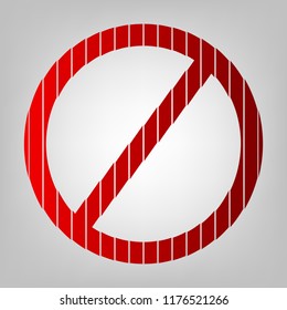 Empty Ban Sign. Vector. Vertically divided icon with colors from reddish gradient in gray background with light in center.
