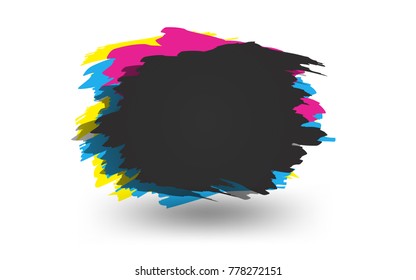 Empty banner with 3d cmyk brushes effects