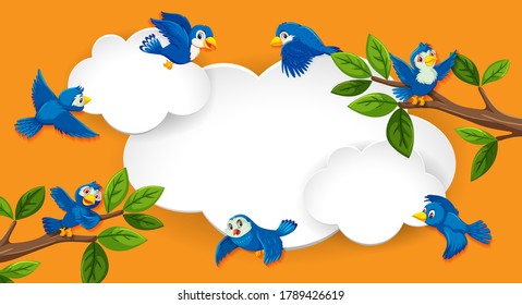 Empty banner with bird theme illustration