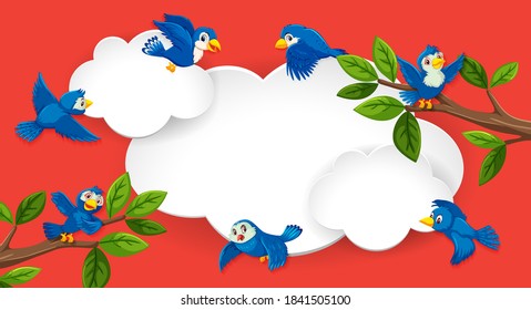 Empty banner with bird theme illustration
