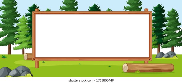 Empty banner board in nature park scenery illustration