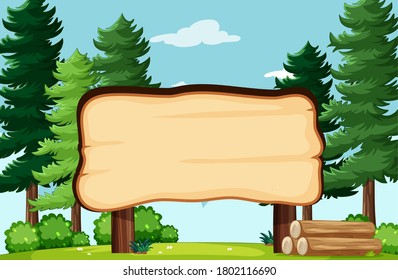 Empty banner board in nature park scenery illustration