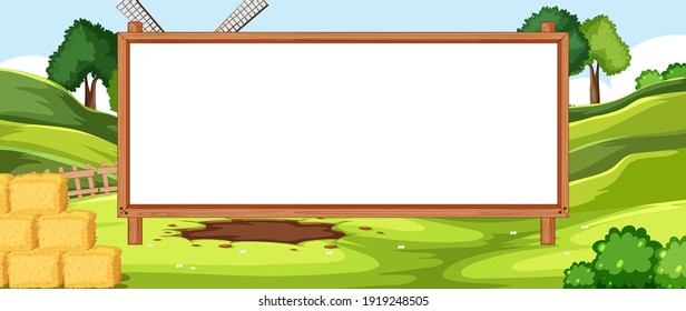 Empty banner board in nuture farm scenery illustration