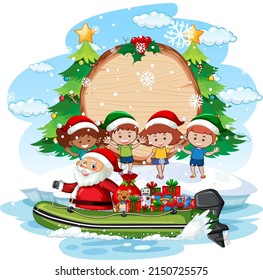 Empty banner with Children in Christmas theme illustration