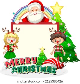 Empty banner in Christmas theme with children illustration