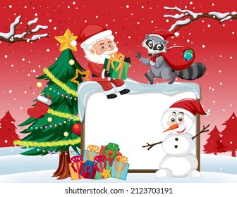 Cartel vacío en el tema de Navidad con ilustración de Santa Claus